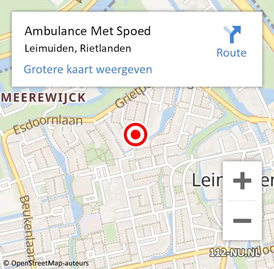 Locatie op kaart van de 112 melding: Ambulance Met Spoed Naar Leimuiden, Rietlanden op 16 februari 2023 08:48