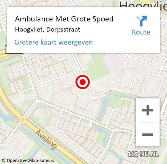 Locatie op kaart van de 112 melding: Ambulance Met Grote Spoed Naar Hoogvliet, Dorpsstraat op 16 februari 2023 09:06