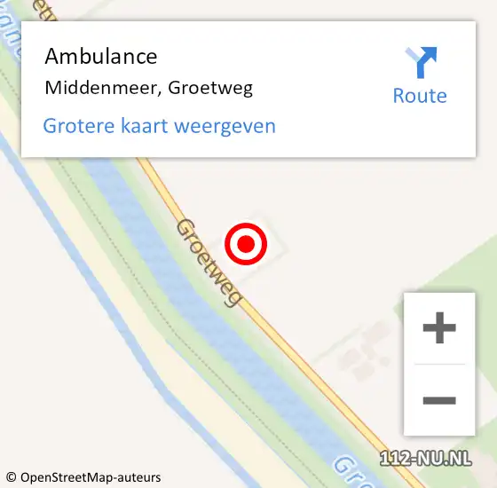Locatie op kaart van de 112 melding: Ambulance Middenmeer, Groetweg op 16 februari 2023 13:00