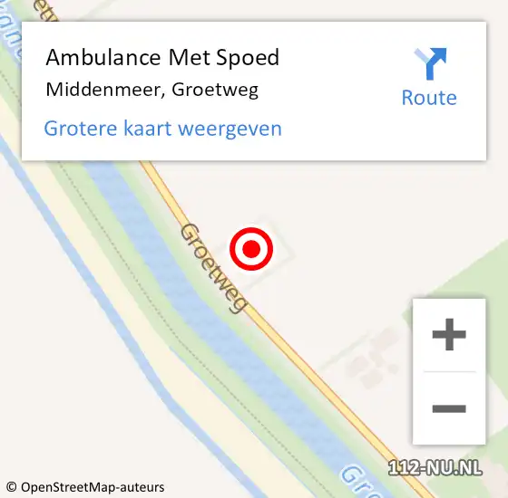 Locatie op kaart van de 112 melding: Ambulance Met Spoed Naar Middenmeer, Groetweg op 16 februari 2023 13:02