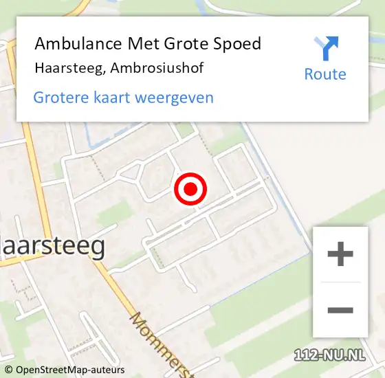 Locatie op kaart van de 112 melding: Ambulance Met Grote Spoed Naar Haarsteeg, Ambrosiushof op 16 februari 2023 16:46