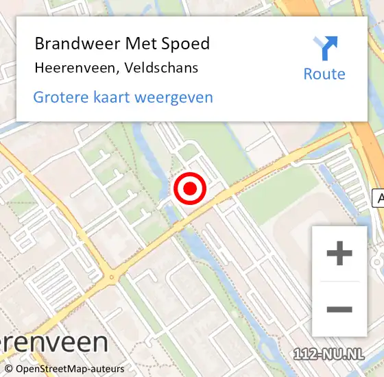 Locatie op kaart van de 112 melding: Brandweer Met Spoed Naar Heerenveen, Veldschans op 16 februari 2023 23:31