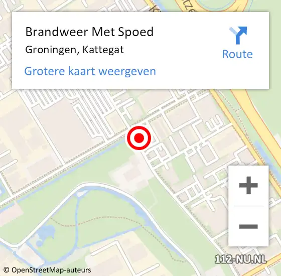 Locatie op kaart van de 112 melding: Brandweer Met Spoed Naar Groningen, Kattegat op 17 februari 2023 00:15