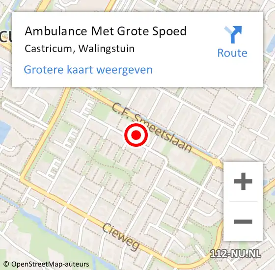 Locatie op kaart van de 112 melding: Ambulance Met Grote Spoed Naar Castricum, Walingstuin op 17 februari 2023 07:37