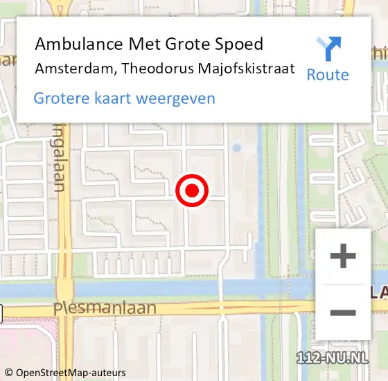 Locatie op kaart van de 112 melding: Ambulance Met Grote Spoed Naar Amsterdam, Theodorus Majofskistraat op 17 februari 2023 08:01