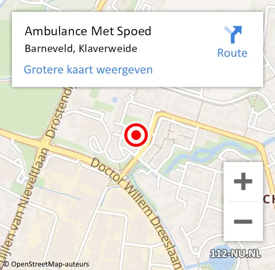 Locatie op kaart van de 112 melding: Ambulance Met Spoed Naar Barneveld, Klaverweide op 17 februari 2023 08:07