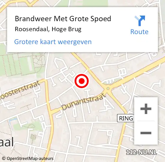 Locatie op kaart van de 112 melding: Brandweer Met Grote Spoed Naar Roosendaal, Hoge Brug op 17 februari 2023 08:29