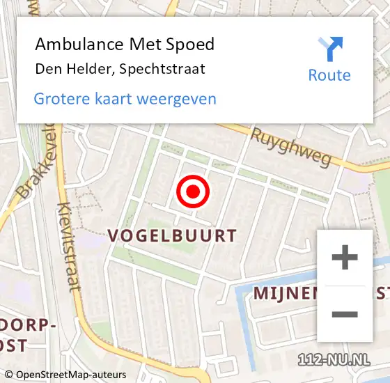 Locatie op kaart van de 112 melding: Ambulance Met Spoed Naar Den Helder, Spechtstraat op 17 februari 2023 08:29