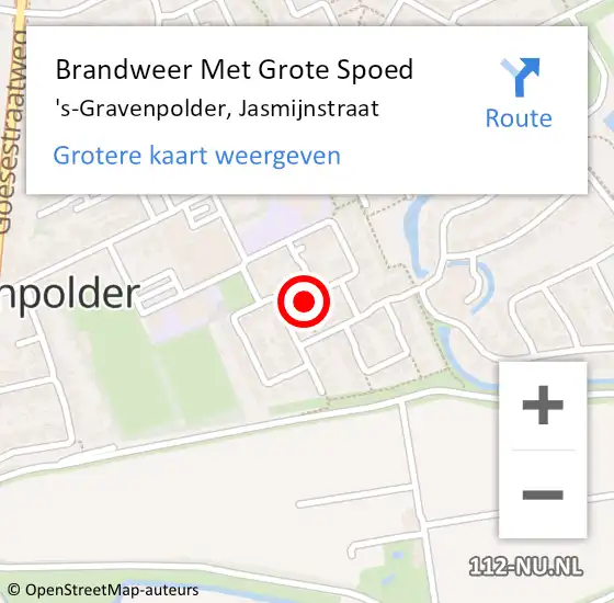 Locatie op kaart van de 112 melding: Brandweer Met Grote Spoed Naar 's-Gravenpolder, Jasmijnstraat op 17 februari 2023 09:48