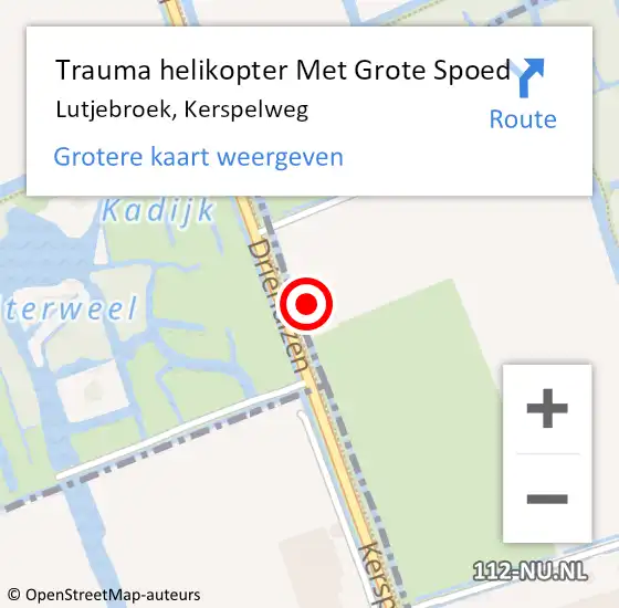 Locatie op kaart van de 112 melding: Trauma helikopter Met Grote Spoed Naar Lutjebroek, Kerspelweg op 17 februari 2023 11:15