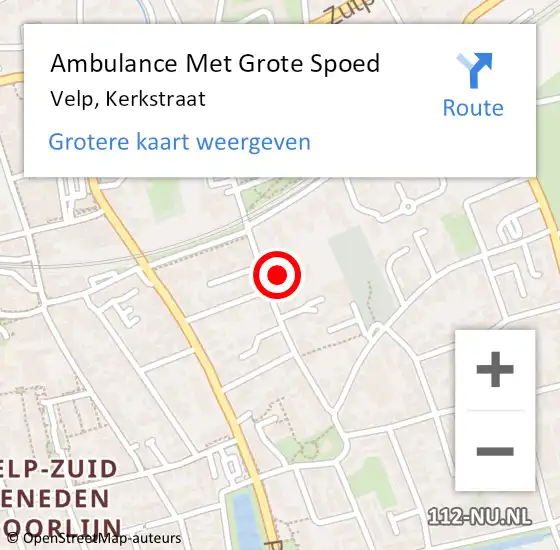 Locatie op kaart van de 112 melding: Ambulance Met Grote Spoed Naar Velp, Kerkstraat op 17 februari 2023 11:42