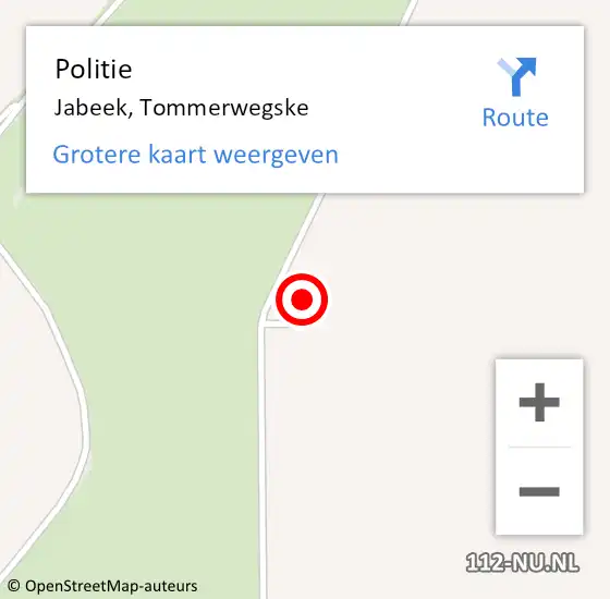 Locatie op kaart van de 112 melding: Politie Jabeek, Tommerwegske op 17 februari 2023 14:00