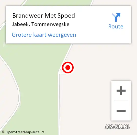 Locatie op kaart van de 112 melding: Brandweer Met Spoed Naar Jabeek, Tommerwegske op 17 februari 2023 14:01