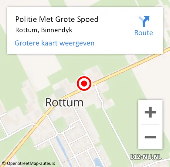 Locatie op kaart van de 112 melding: Politie Met Grote Spoed Naar Rottum, Binnendyk op 17 februari 2023 14:29