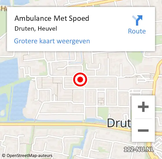 Locatie op kaart van de 112 melding: Ambulance Met Spoed Naar Druten, Heuvel op 17 februari 2023 15:16