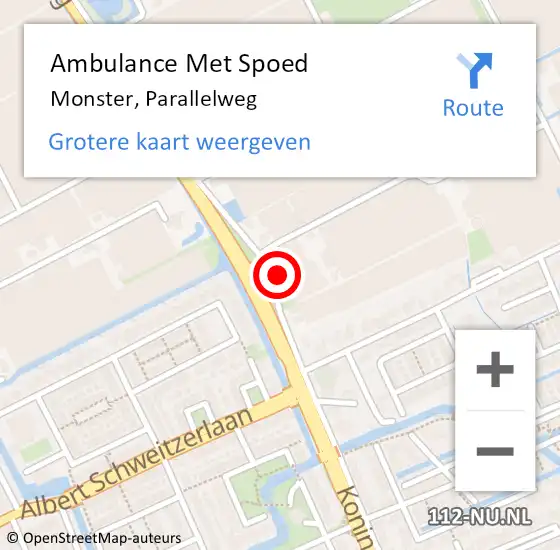 Locatie op kaart van de 112 melding: Ambulance Met Spoed Naar Monster, Parallelweg op 17 februari 2023 16:24