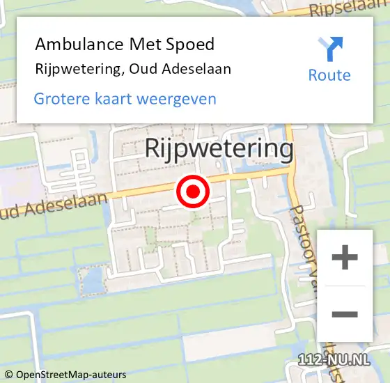 Locatie op kaart van de 112 melding: Ambulance Met Spoed Naar Rijpwetering, Oud Adeselaan op 17 februari 2023 17:31