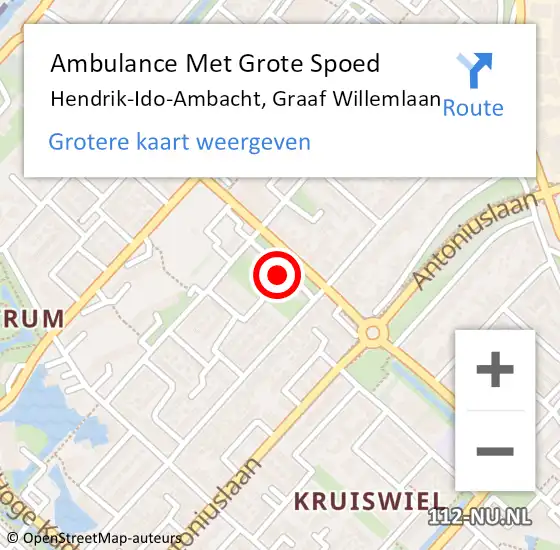 Locatie op kaart van de 112 melding: Ambulance Met Grote Spoed Naar Hendrik-Ido-Ambacht, Graaf Willemlaan op 17 februari 2023 20:49