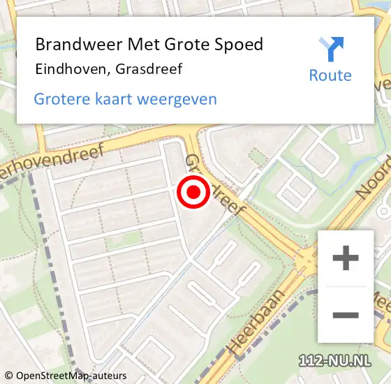 Locatie op kaart van de 112 melding: Brandweer Met Grote Spoed Naar Eindhoven, Grasdreef op 17 februari 2023 21:45