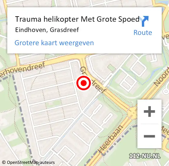 Locatie op kaart van de 112 melding: Trauma helikopter Met Grote Spoed Naar Eindhoven, Grasdreef op 17 februari 2023 21:51