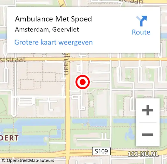 Locatie op kaart van de 112 melding: Ambulance Met Spoed Naar Amsterdam, Geervliet op 17 februari 2023 21:59