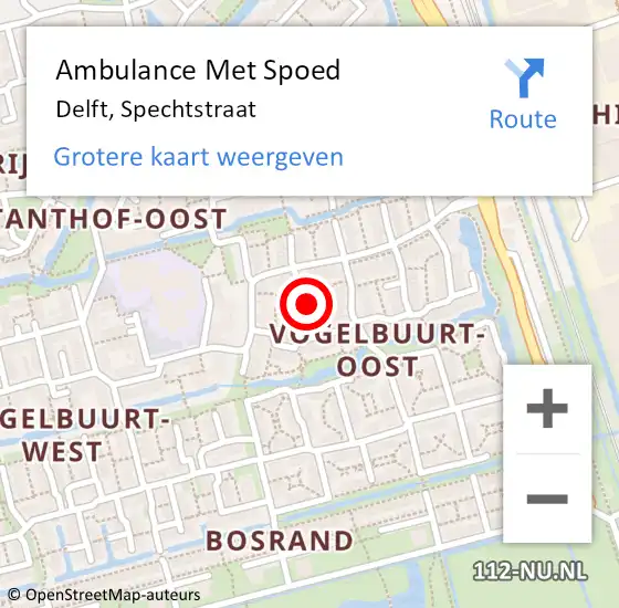 Locatie op kaart van de 112 melding: Ambulance Met Spoed Naar Delft, Spechtstraat op 17 februari 2023 23:00