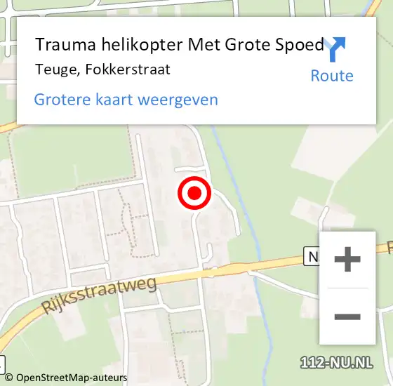Locatie op kaart van de 112 melding: Trauma helikopter Met Grote Spoed Naar Teuge, Fokkerstraat op 18 februari 2023 00:28