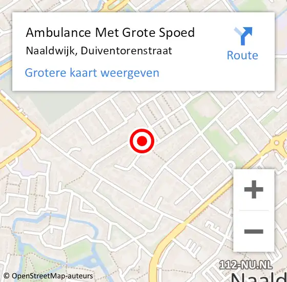 Locatie op kaart van de 112 melding: Ambulance Met Grote Spoed Naar Naaldwijk, Duiventorenstraat op 18 februari 2023 02:57