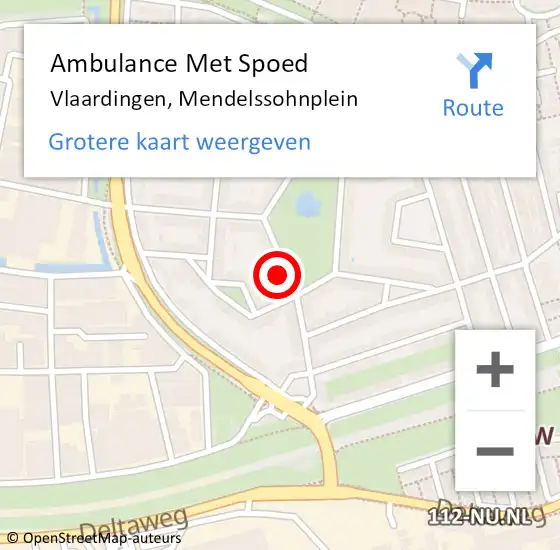 Locatie op kaart van de 112 melding: Ambulance Met Spoed Naar Vlaardingen, Mendelssohnplein op 18 februari 2023 07:54