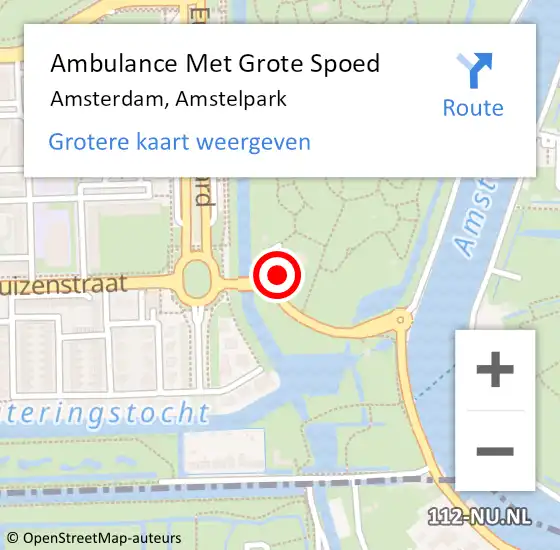 Locatie op kaart van de 112 melding: Ambulance Met Grote Spoed Naar Amsterdam, Amstelpark op 18 februari 2023 09:47