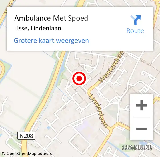 Locatie op kaart van de 112 melding: Ambulance Met Spoed Naar Lisse, Lindenlaan op 18 februari 2023 11:37
