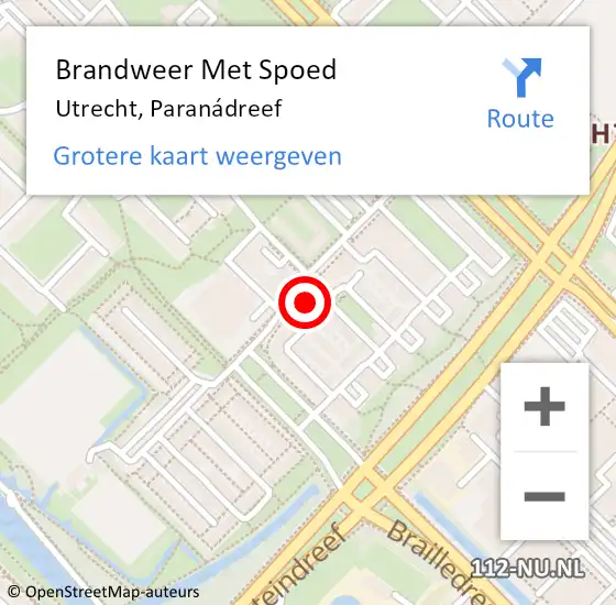 Locatie op kaart van de 112 melding: Brandweer Met Spoed Naar Utrecht, Paranádreef op 18 februari 2023 12:04