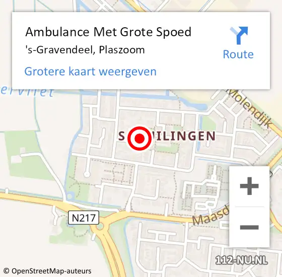 Locatie op kaart van de 112 melding: Ambulance Met Grote Spoed Naar 's-Gravendeel, Plaszoom op 18 februari 2023 12:08