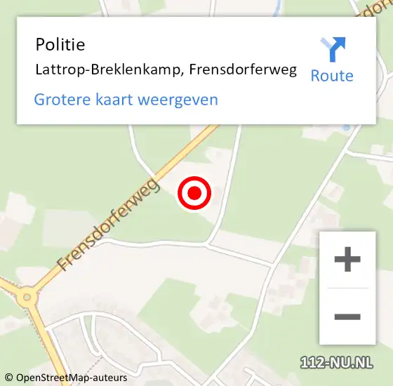 Locatie op kaart van de 112 melding: Politie Lattrop-Breklenkamp, Frensdorferweg op 18 februari 2023 12:17