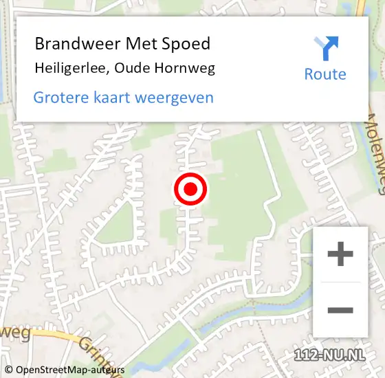 Locatie op kaart van de 112 melding: Brandweer Met Spoed Naar Heiligerlee, Oude Hornweg op 18 februari 2023 14:12