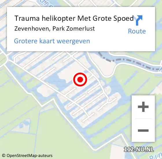 Locatie op kaart van de 112 melding: Trauma helikopter Met Grote Spoed Naar Zevenhoven, Park Zomerlust op 18 februari 2023 17:09