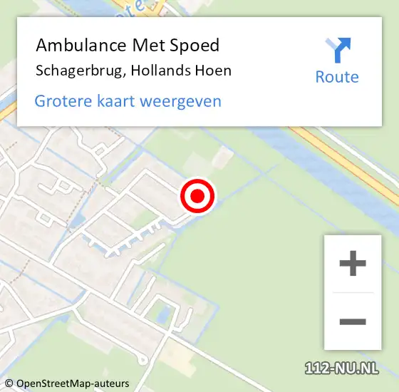 Locatie op kaart van de 112 melding: Ambulance Met Spoed Naar Schagerbrug, Hollands Hoen op 18 februari 2023 19:03