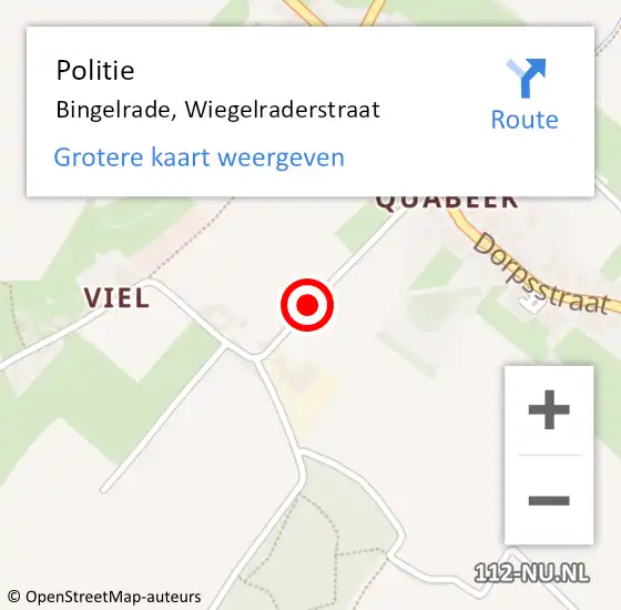 Locatie op kaart van de 112 melding: Politie Bingelrade, Wiegelraderstraat op 16 augustus 2014 03:57