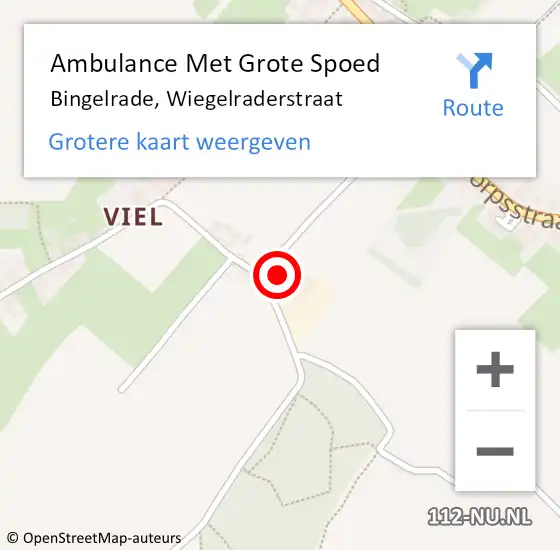 Locatie op kaart van de 112 melding: Ambulance Met Grote Spoed Naar Bingelrade, Wiegelraderstraat op 16 augustus 2014 04:04