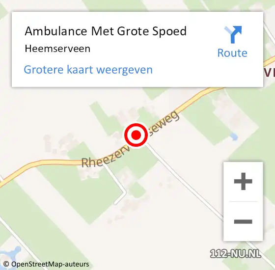 Locatie op kaart van de 112 melding: Ambulance Met Grote Spoed Naar Heemserveen op 18 februari 2023 23:22