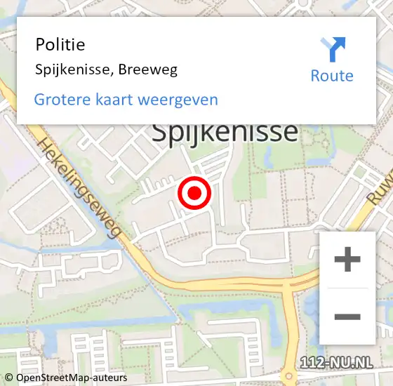 Locatie op kaart van de 112 melding: Politie Spijkenisse, Breeweg op 19 februari 2023 04:57
