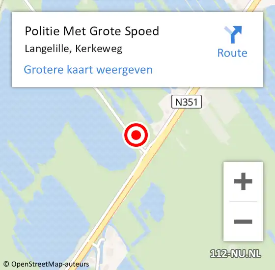 Locatie op kaart van de 112 melding: Politie Met Grote Spoed Naar Langelille, Kerkeweg op 19 februari 2023 08:05
