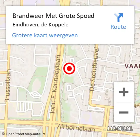 Locatie op kaart van de 112 melding: Brandweer Met Grote Spoed Naar Eindhoven, de Koppele op 19 februari 2023 10:30