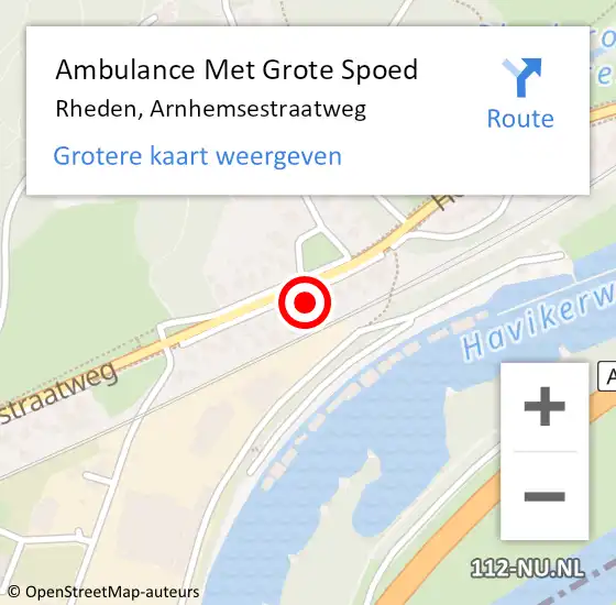 Locatie op kaart van de 112 melding: Ambulance Met Grote Spoed Naar Rheden, Arnhemsestraatweg op 19 februari 2023 11:38