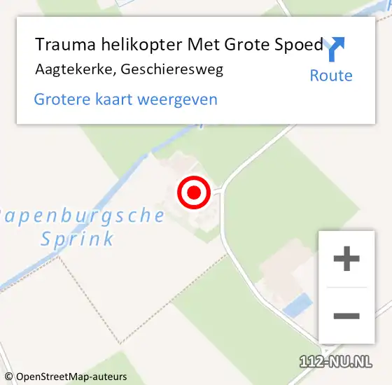 Locatie op kaart van de 112 melding: Trauma helikopter Met Grote Spoed Naar Aagtekerke, Geschieresweg op 19 februari 2023 12:18