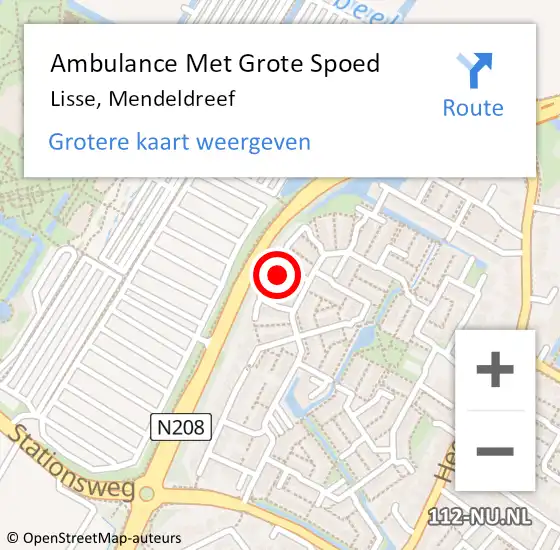 Locatie op kaart van de 112 melding: Ambulance Met Grote Spoed Naar Lisse, Mendeldreef op 19 februari 2023 12:45