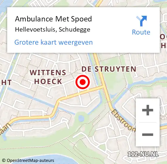 Locatie op kaart van de 112 melding: Ambulance Met Spoed Naar Hellevoetsluis, Schudegge op 19 februari 2023 13:17
