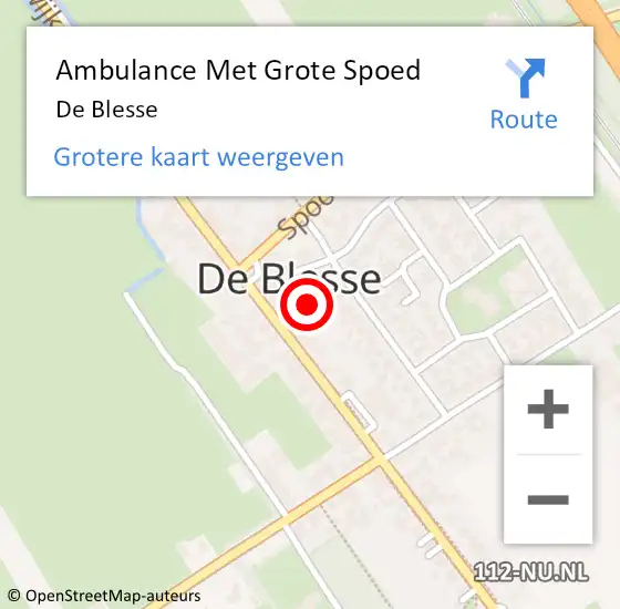 Locatie op kaart van de 112 melding: Ambulance Met Grote Spoed Naar De Blesse op 19 februari 2023 16:01