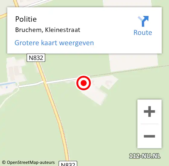 Locatie op kaart van de 112 melding: Politie Bruchem, Kleinestraat op 20 februari 2023 00:52