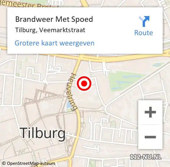Locatie op kaart van de 112 melding: Brandweer Met Spoed Naar Tilburg, Veemarktstraat op 20 februari 2023 06:02